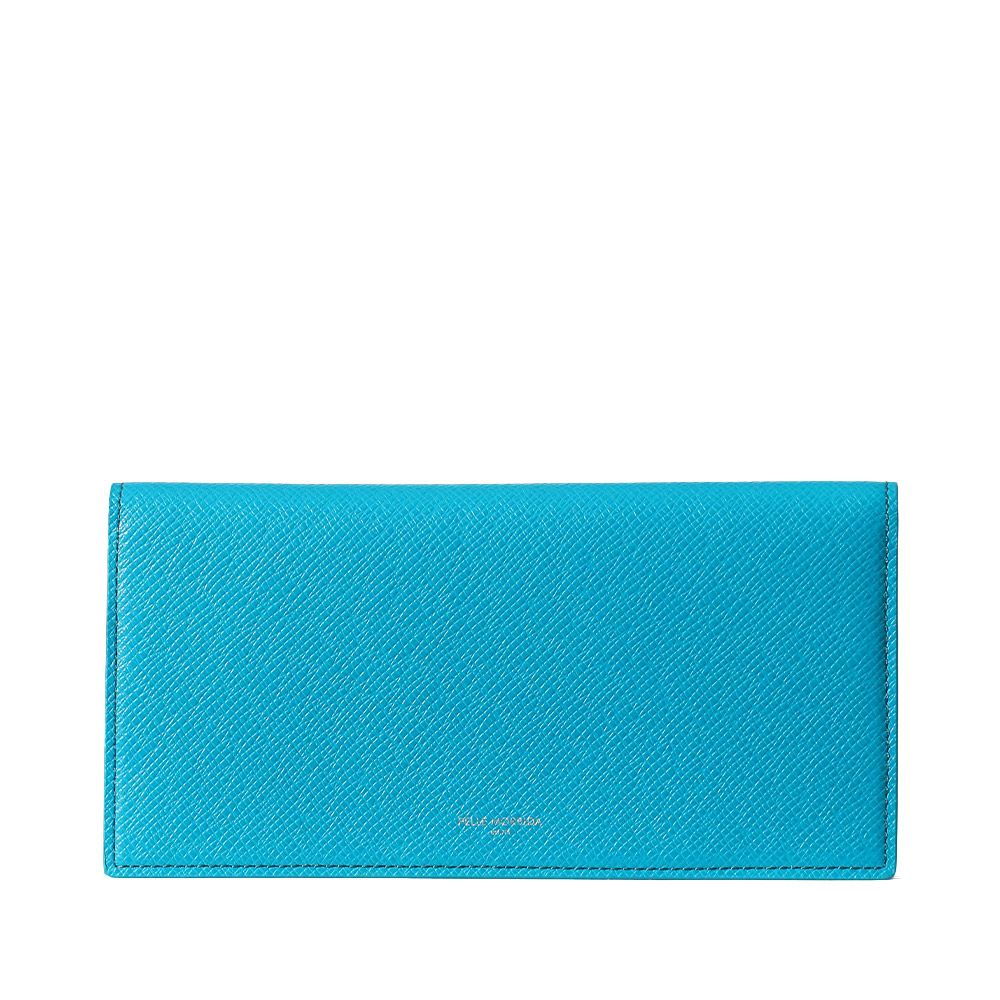 ロングウォレットの正面（サックス）