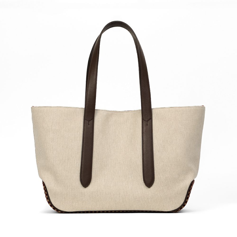 トートバッグの正面（ブラウンレッド）