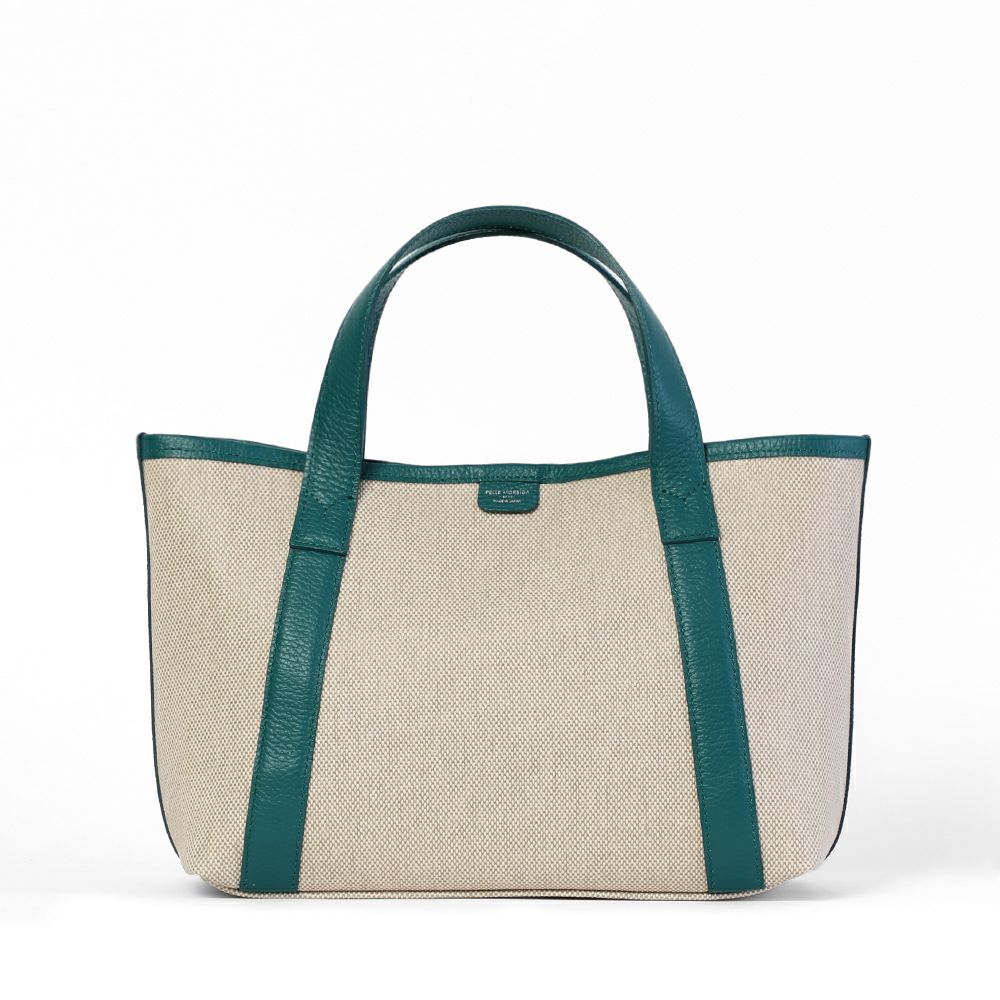 トートバッグの正面（ピーコックグリーン）