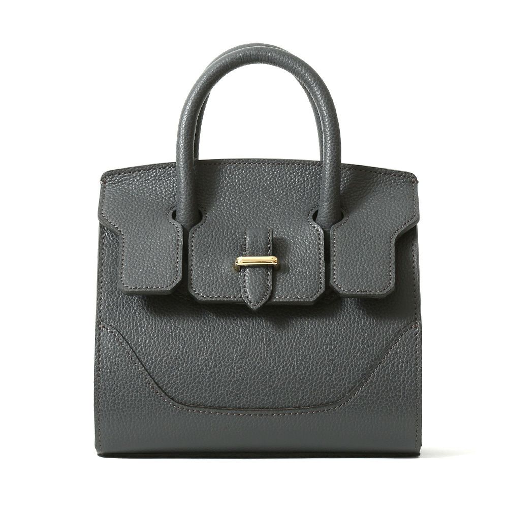 ミニボストンバッグの正面（チャコールグレー）