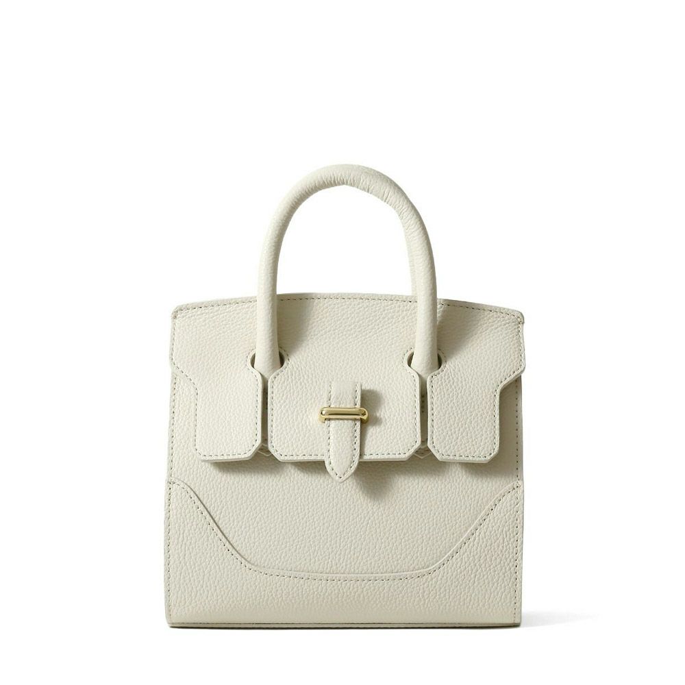 ミニボストンバッグの正面（アイボリー）